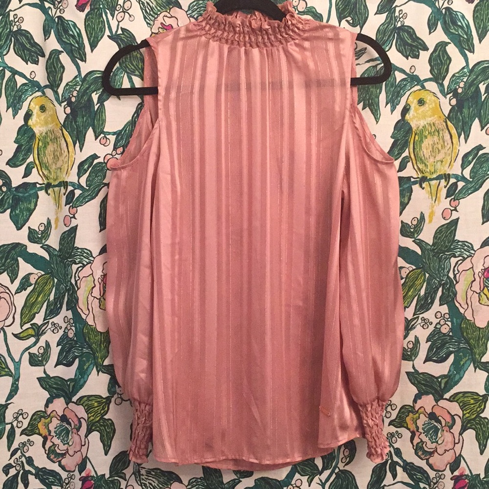 Ivanka Trump Cold Shoulder Ruffled Long Sleeve Top